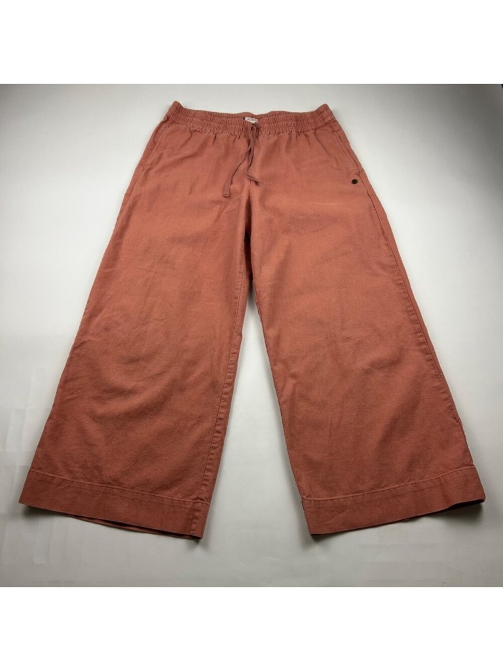 Roxy Dusty Terracotta Linen Blend Wide Leg Lounge Pant M